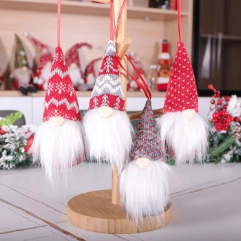 4pcs Kalėdų Beveidis Lėlės, Dekoracijos švedijos Gnome Tomte Žaislas Kabinti Eglučių Papuošalai