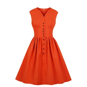 4XL Orange Vieną Krūtinėmis Moterų Berankovis Suknelė Vasarą V-Kaklo, Elastinga Juosmens Aukščiau Kelio Suknelės Elegantiškas Šalis Klubo Ponios Suknelė
