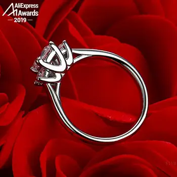 5.5 mm S925 Fine Jewelry sterlingas sidabro žiedas Laboratorijoje sukurta deimantų Karatais 4Cs vestuvių pasiūlymas svajonė