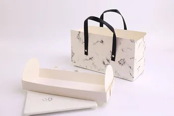 500PCS Elegantiškas Marmuro Dizaino Popieriaus Dėžutė Su Rankena Cake Box Duonos Pakuotės Dėžutė 25*9.3*8.9 cm