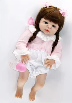 55cm Full Silikono Kūno Reborn Baby Doll Žaislas Mergina Vinilo bebes atgimsta menina bonecas Princesė Kūdikiams Gyvas maudytis žaislas lėlės