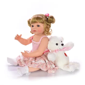 55cm Realus Atgimsta 23inch Visą silikono kūno, rankų darbo Bonecas princesė touch bebe Lėlės gimtadienio, KALĖDŲ Dovana žaisti žaislų namai