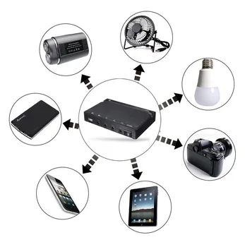 5V USB Įkrovikliu, Namų Sistemos, Saulės Energijos Skydelis Generatorius Rinkinys su 3 LED Lemputės Šviesos ir 8 colių Ventiliatorius Patalpose ar Lauke