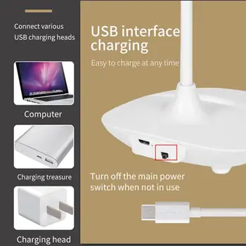 5W 14LED Lyginimo Stalo Lempa USB Įkrovimo Pritemdomi LED Touch Stalas Šviesos Naktį Šviesos Trečia Pavara Tamsos Tyrimas Stalo Lempa