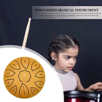 6 colių Plieno Kalba Būgno 11 Tonas Mušamųjų Muzikos instrumentų Pradedantiesiems Drumstick pristatomos vaikiškos lovelės Būgno Maišelį Drumstick Stovėti Priemonės