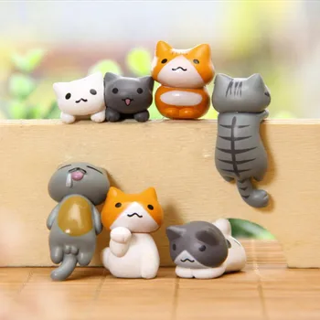 6pcs Cute Kačių Modelio Apdailos Miniatiūriniai Animacinių filmų, Pasakų Sodas Ornamentu Automobilių Statulėlės Amatų Namų Lauko Apdailos Reikmenys