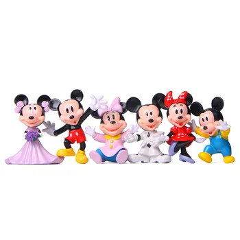 6pcs/daug Vestuvių Mickey Minnie figūrėlių, Plastikinės PVC Kūdikių Mergaičių Lėlės Kolekcijos Paveikslas Modelis, Dovanų, Žaislų Rinkinys Vaikams