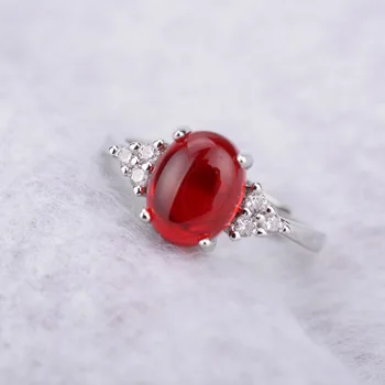 925 Sterlingas Sidabro Spalvos Natūralios Red Ruby Žiedai Moterims Malaizijos jade Žiedas Raudonos spalvos Korundo Brangakmenio Vestuvės Vestuvinis Papuošalų