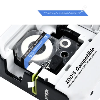 9mm EPSON etiketės juostos baltos, mėlynos mašinėle, etiketės, juostos suderinama kingjim label maker LW-300 lw400 etikečių spausdintuvas epson