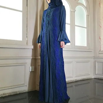 Abaja Kaftan Musulmonų Nėrinių Suknelė Trimitas Rankovėmis Chalatas, Caftan Ramadanas Turkija Dubajus Abayas Moterims, turkijos Islamo Drabužių SL1157