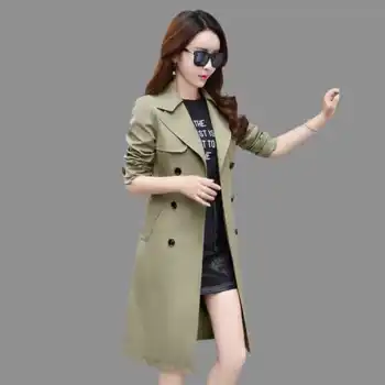 Ailegogo 2020 M. Pavasarį Moterys Ilgos Tranšėjos Paltai Mados Moterų Slim Fit Dvigubo Breasted Paltai Korėjos Streetwear Ponios Outwear