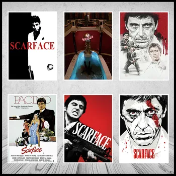 Al Pacino Scarface Filmo Plakatas Balta/geltona Kraft Foto Popieriaus Tapetai Baras, Kavinė Apdailos 42x30cm (16.5x11.8inch)