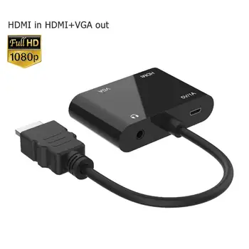ALLOET HDMI į VGA+HDMI Splitter Konverteris Skaitmeninio į Analoginį 3.5 mm Audio 4K 1080P Vaizdo Adapteris Stotis Darbalaukio TELEVIZIJA Projektorius