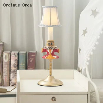 American retro lėlių stalo lempa berniukas, miegamojo, vaikų kambario lempos animacinių filmų kūrybos romantiška dekoratyvinis stalo lempa