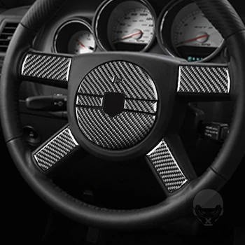 Anglies Pluošto Vairas Mygtuką Ženklelis Apdaila Padengti Dodge Challenger 08-10 Lipdukas Padengti Trim Automobilių Optikos Reikmenys