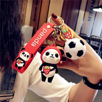 Animacinių Filmų Mielas Futbolo Panda Key Chain Panda Lėlės Išskirtinį Maža Dovana Mados Nuotaika Tracker Gumos Gyvūnų Unisex Atsitiktinis Sportišką
