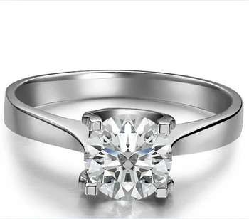 Antikvariniai Papuošalai Testas Teigiamas, 1CT 6.5 mm D-E Moissanite Deimantų Žiedas 925 Sterlingas Sidabro, Baltojo Aukso Padengti Moterų Žiedas