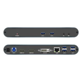 AOEYOO USB3.0 Multi-Ekranas Universalus Docking Station For Windows/Vista/macOS（6 x USB, 2 X HDMI, 1 x DVI）