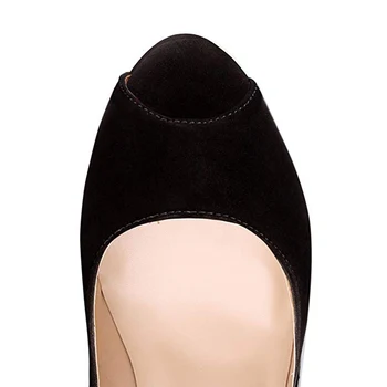 Arden Furtado 2019 m. pavasarį, rudenį seksualus adatos (stiletai šalies ponios batai paslysti ant peep toe seklių black suede didelis dydis platforma siurbliai