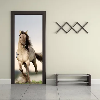 Arklių Durų Lipdukai 3D Tapetai Miegamajame, Gyvenamasis Kambarys Durų Plakatas Freskos PVC lipnios Vandeniui Namų Dekoro Lipdukai