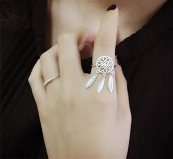 Asmeninį dizaino plunksnų sidabro padengtą atidarymo žiedas mados asmenybės kelionės suknelė papuošalai Valentino Dienos dovanų žiedą