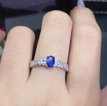Atkurti Eilės Kanapių žiedų Natūralus mėlynas safyras žiedas S925 sidabro natūralus akmuo žiedas mergina moterys šalis dovana fine jewelry