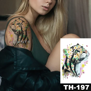 Atsparus vandeniui Laikina Tatuiruotė Lipdukas Watercolor leopard 