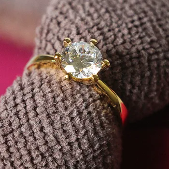 Aukso danga Elegantiškas Žiedas 925 Sterlingas Sidabro Žiedas Vestuvinis Žiedas Moterims Testas Teigiamas, 2c 8.0 mm D-E Moissanite Deimantų Žiedas