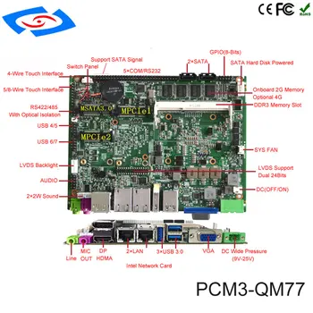 Aukštos Kokybės Intel QM77 Chipset Ventiliatoriaus Pramonės Darbalaukio Mainboard Su RS485 Kelis USB Plokštė