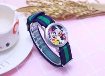 Aukštos Kokybės Mickey Minnie Vaikai Nailono Diržas Laikrodis Žiūrėti Sporto Laikrodžiai Kvarcinis Laikrodis Vaikams Dovanų