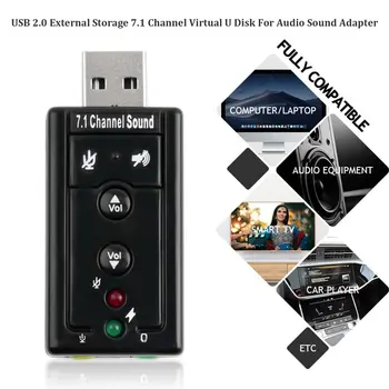 Aukštos Kokybės Mini USB 2.0, 3D Išorės 7.1 Kanalų Virtualus 12Mbps Garso Garso Kortelių Adapterį