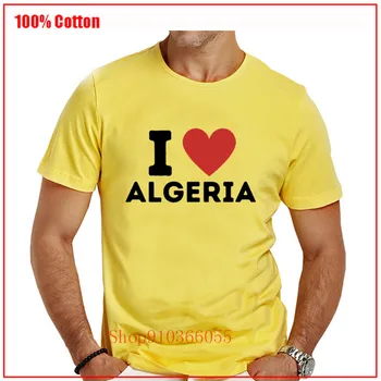 Aš Myliu Alžyras Paprastas Širdies Dizaino Marškinėliai Tee Kietas Laiškas Spausdinti Camiseta Aukštos Kokybės Medvilnės Gatvės Stiliaus marškinėliai mados