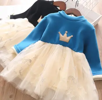 Baby girl drabužiai 2020 m. Rudens ir Žiemos Mergaitės Pliušinis Suknelės cartoon Vaikų Suknelės