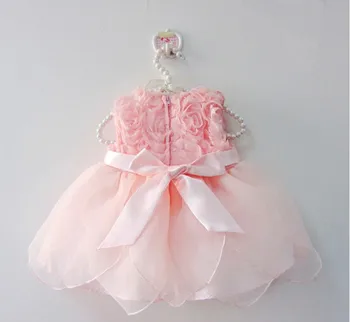 Baby girl suknelės vasaros stiliaus medvilnės rožinis tutu 1 metų gimtadienio suknelė china rožių žiedlapių gėlių nėrinių kūdikių princesė suknelės