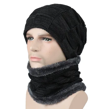 Balaclava Megzti skrybėlę ir skara bžūp kaklo šilčiau Žiemą Kepurės Vyrams, moterims skullies beanies šiltu Vilnos tėtis bžūp