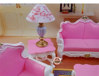 Baldai, svetainė (sofa + žurnalinis staliukas + lempa) priedai barbie lėlės 1/6 žaislai Mergina gimtadienio dovana plastikinių žaislų Rinkinys