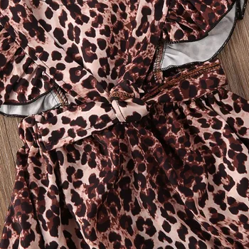 Bamblys Vaikas Kūdikių Mergaičių Rompers Leopardas Spausdinti Vasaros trumpomis Rankovėmis Drabužius Jumpsuit Playsuit Vaikas Kostiumai 0-24M