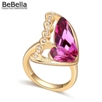 BeBella drugelio formos kristalų šampano, aukso žiedas, skirtas šalis padarė su Swarovski Elementai merginos Kalėdų dovana, 5 spalvų