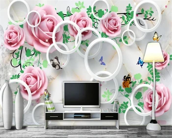 Beibehang sienos dokumentų namų dekoro behang Užsakymą Stilingas 3D Rožių Gėlių Marmuro Stereo TV Foną papel de parede 3d