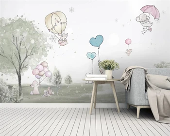Beibehang Užsakymą mados eco-friendly tapetai balionas meškiukas gyvūnų kambario fone de papel parede tapetai tėtis peint