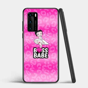 Betty Boop animaciją Huawei P Smart Z S 2021 Pro Plus 2018 2019 2020 Mate 10 20 20X 30 lite Pro Black Telefono dėklas