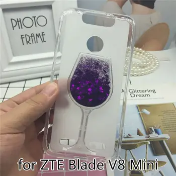Blizgučiai Dreni Telefono dėklas Padengti ZTE Blade V8 Mini Minkšto Silikono Atvejais Dinaminio Skysčio Atgal Apima Funda Para