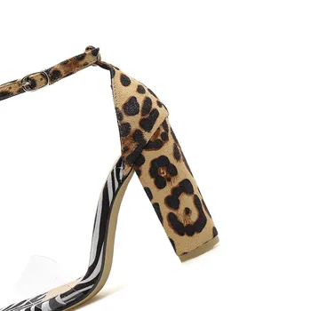 Block Kulniukai Sandalas Moteris 2020 Skaidrus Striptizo Batai tacones mujer Moterų Karšto Leopard Šalies Sandalia Arti Ponios Sandalas Klubas