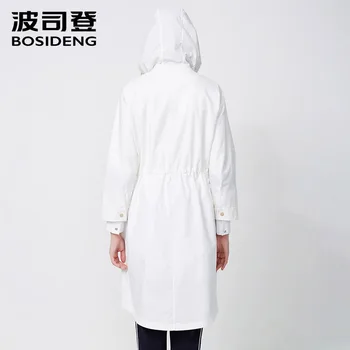 BOSIDENG nauji moteriški drabužiai moterims ilgos tranšėjos rudenį kailis ilgas kailis reguliuojamas aukšto juosmens baltos spalvos su gobtuvu B80516028