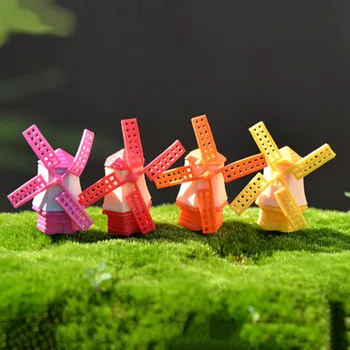 Butelis Micro Miniature Moss Kraštovaizdžio Ekologijos Vėjo Malūnas Papuošalai Modelis Mėsingos Sodo Puošmena