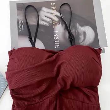 Camis Moterų Spageti Dirželis Reguliuoti Mezgimo Seksualus Lieknas Pasėlių Viršuje Vientisos Spalvos Korėjos Stiliaus Camisoles Mados Chic, Stilingas Naujas