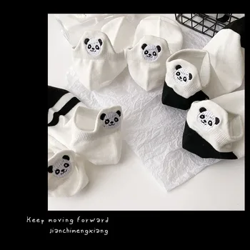 [COSPLACOOL]Harajuku Siuvinėjimo Panda Juokingas Kojines Moterims Kawaii Dizaino Įgulos Mielas Kojinės Medvilnės, Rankų darbo Calcetines Mujer Sokken
