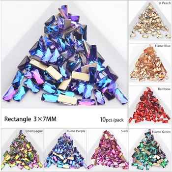 Crystal AB Nagų Kristalai, Akmenys, stačiakampio Formos Butas Atgal Cirkonio Stiklo 3D Nagai Dizainas, Menas, Dekoracijos