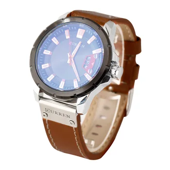 CURREN 8284 Laikrodžiai Vyrų Mados Laisvalaikio Prekės Kvarco Žiūrėti Vyro Laikrodis Vyrų odos Vyrai Vandeniui Laikrodžius Relogio Masculino