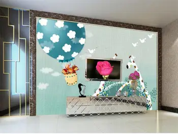 Custom 3d foto tapetai, vaikų kambarys freskos žirafa karšto oro baliono 3d tapyba sofa-lova, TV foną, neaustiniai tapetai, sienų 3d
